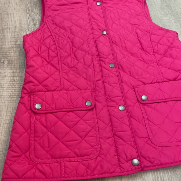 Talbots Hot Pink Quilted Fleece Lined Button Up Vest Size Small - Picture 2 of 6